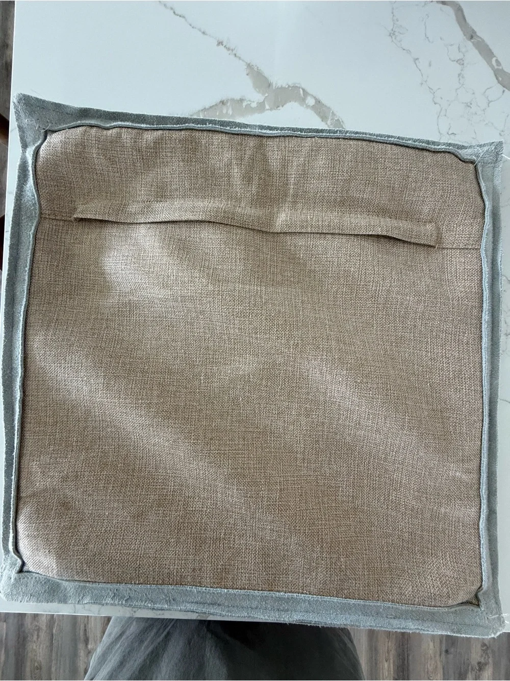 Crate&Barrel Hyde Woven Suede 20x20 Light Gray Throw Pillow Cover
